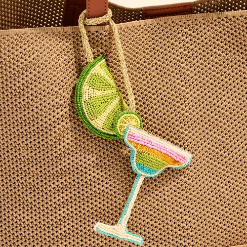 Beaded Bagcharm Keyring-Lime, Margarita