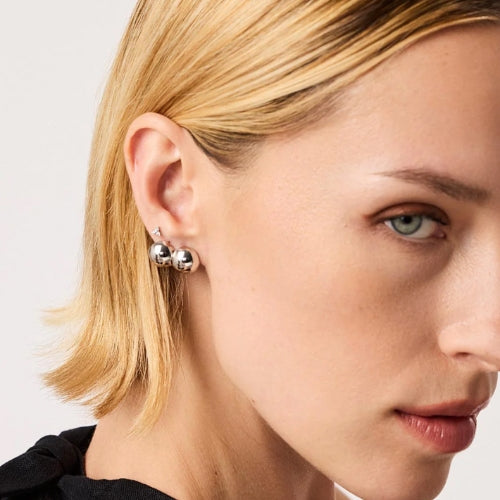 Abby Mini Silver Sphere Hoop