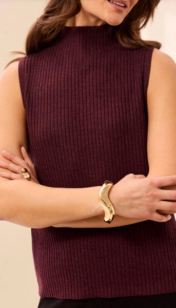 Sleeveless Funnel Neck Sweater