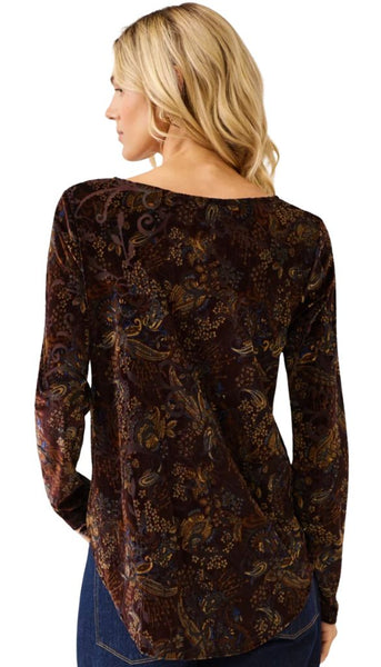 Velvet Burnout Shirttail Top