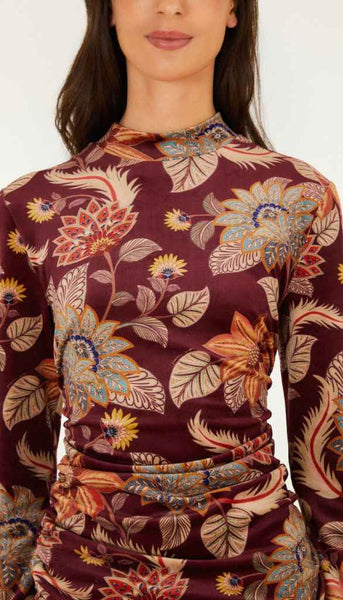 Deli Floral Velvet Jersey Blouse