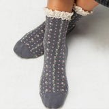 Rosebud Waffle Knit Ankle Socks