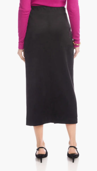 Faux Suede Front Slit Skirt