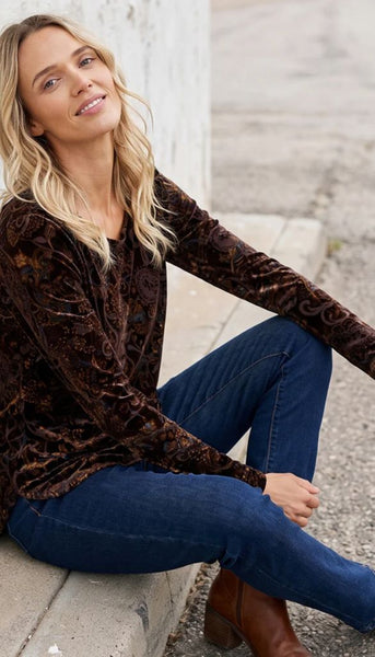 Velvet Burnout Shirttail Top