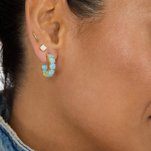 Oh She Fancy .75' Blue Opal Hoop