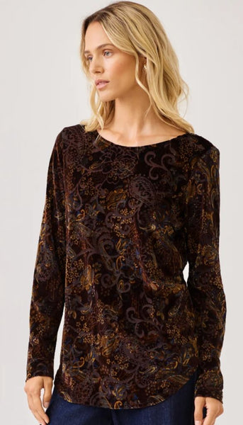 Velvet Burnout Shirttail Top