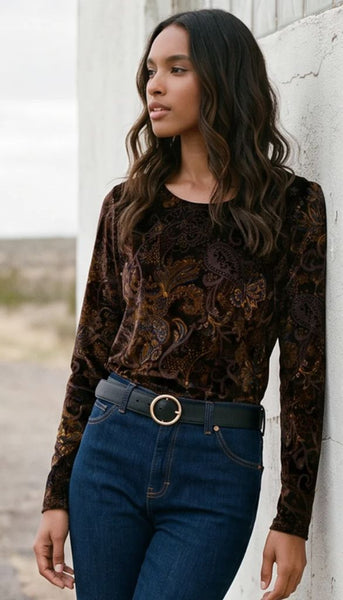 Velvet Burnout Shirttail Top