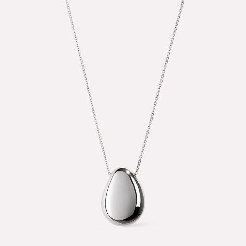 Pebble Silver Pendant Necklace