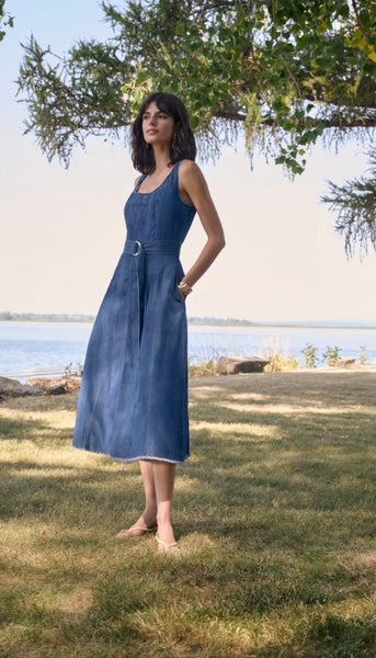 Denim Fit And Flare Midi Dress