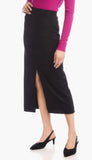 Faux Suede Front Slit Skirt