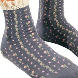 Rosebud Waffle Knit Ankle Socks