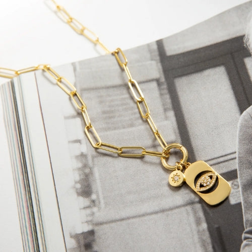 Paved Evil Eye Dog Tag