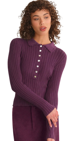 Tabitha Crochet Collar Long Sleeve Henley