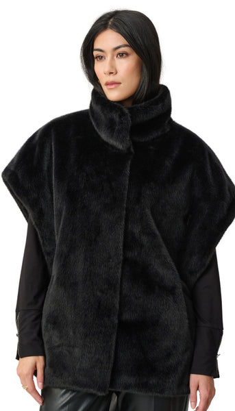 Faux Fur Funnel Neck Boxy Vest