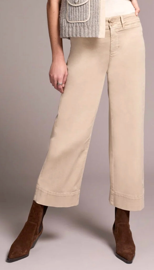 High Rise Fly Front Palazzo