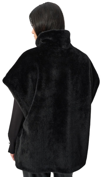 Faux Fur Funnel Neck Boxy Vest