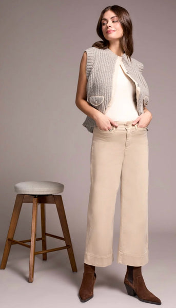 High Rise Fly Front Palazzo