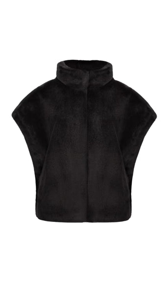 Faux Fur Funnel Neck Boxy Vest
