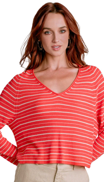 Tira V-Neck Raglan Stripe
