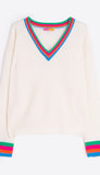 Multi Color Stripe V-Neck Sweater