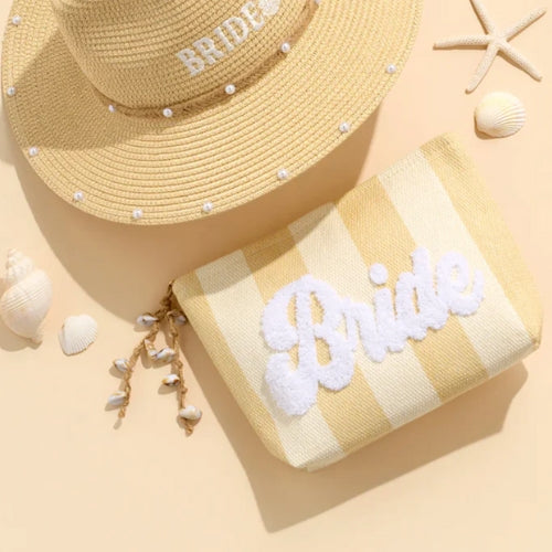 "Bride" Stripe Zip Pouch