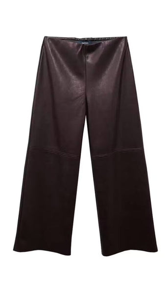 Faux Leather Pull On Pants