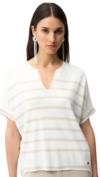 Stripe Print Short Sleeve Sweater