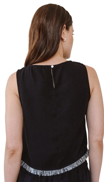 Sleeveless Fray Trim Tank