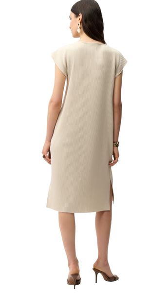Pleated Straight Dress With Pockets