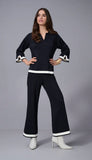 Sweater Knit Colour Block Culotte Pant