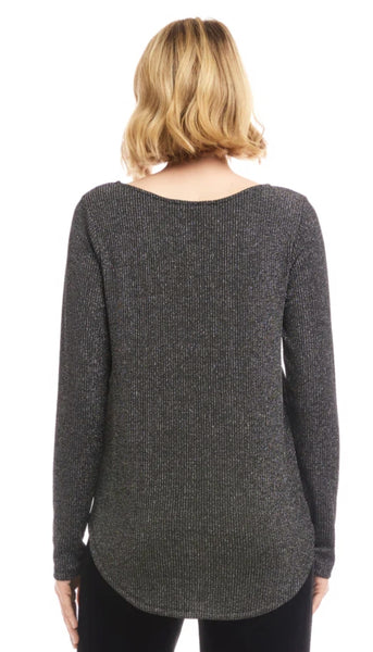 Metallic Stripe Shirttail Top