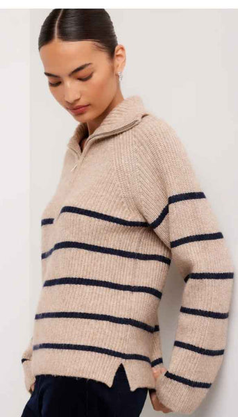 Stripe Half Zip Sweater