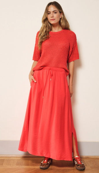 Crinkle Long Elastic Waist Skirt