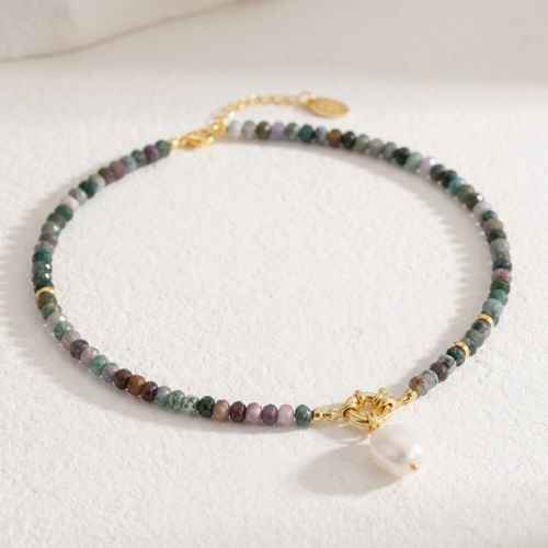 Agate Pearl Charm Necklace