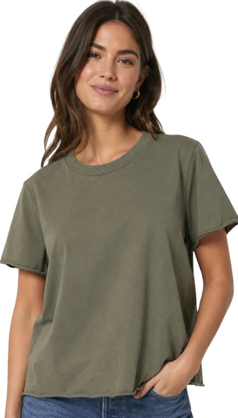 Jackie Raw Edge Crew Neck Tee