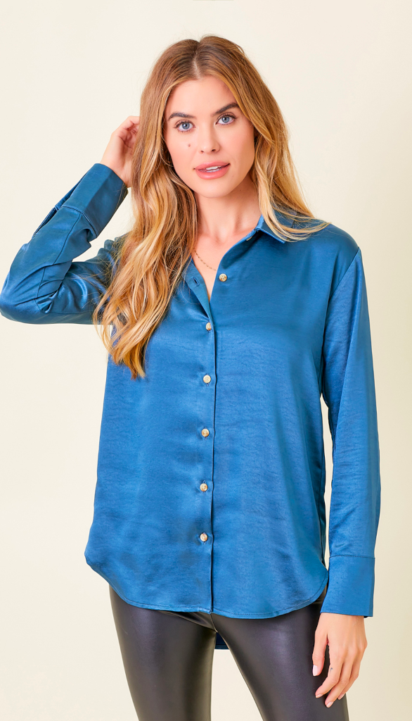 Button Down Silky Relaxed Shrt
