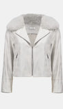 Suede Swing Jacket with Faux Fur Collar