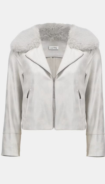 Suede Swing Jacket with Faux Fur Collar