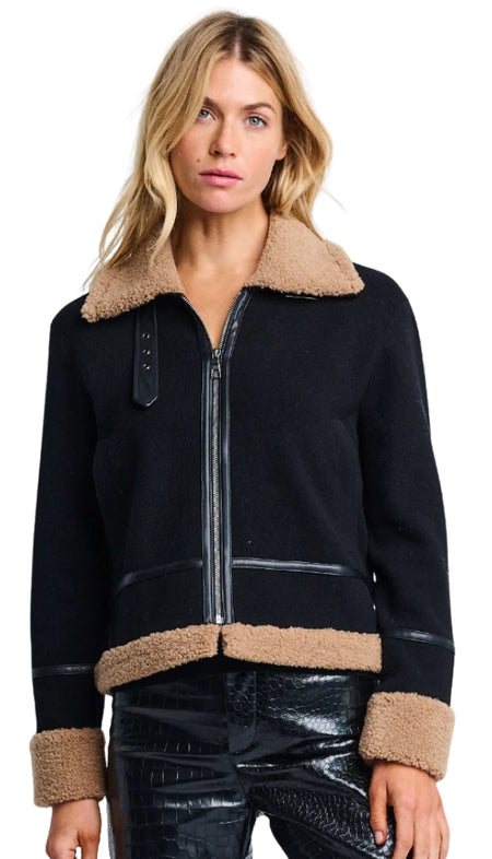 Velvet Puffer Jacket With Faux Fur
