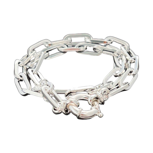 Oval Double Wrap Bracelet 7.1mm - 7.5"- Silver