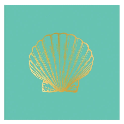 Beverage napkin-Golden shell-Aqua