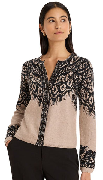 Placed Lace Print Cardigan