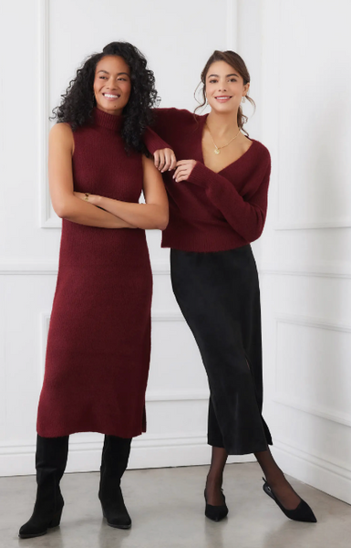 Faux Suede Front Slit Skirt