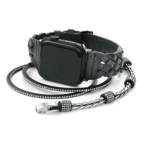 Sutton Braided Black Leather Watch Band