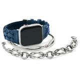 Sutton Braided French Blue Leather Watch Band