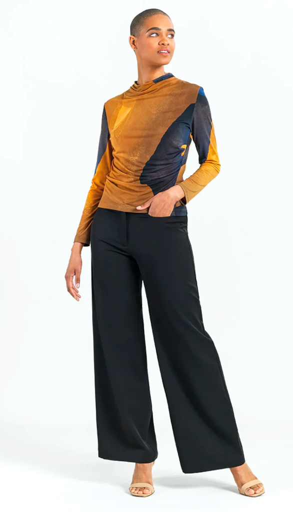 Drape Neck Side Ruched Top