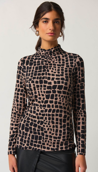 Leopard print mock neck sales top
