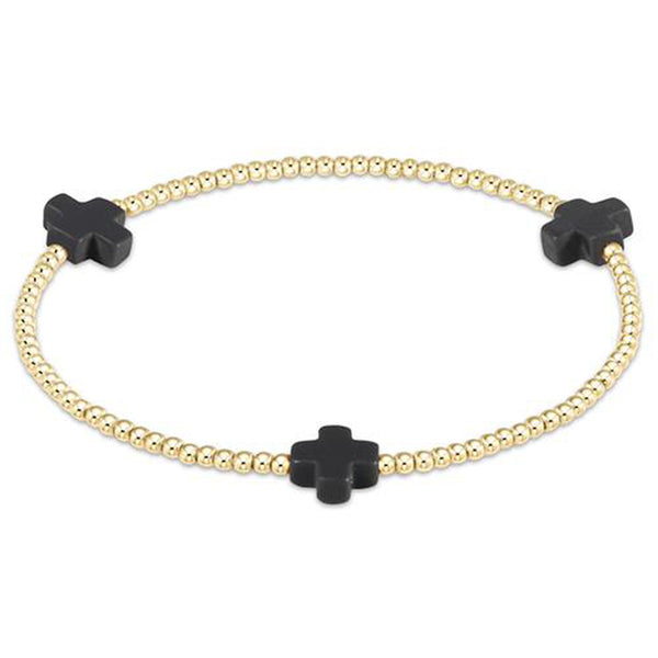 Sig. Cross Charcoal - 2mm Bead Bracelet