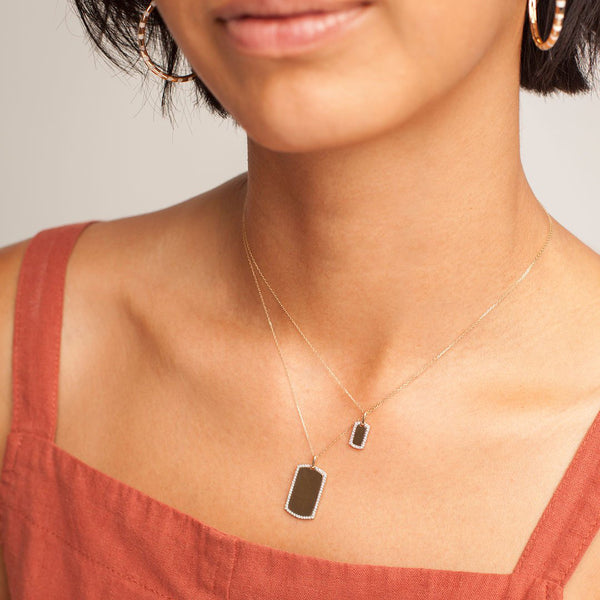 Pave diamond dog outlet tag necklace