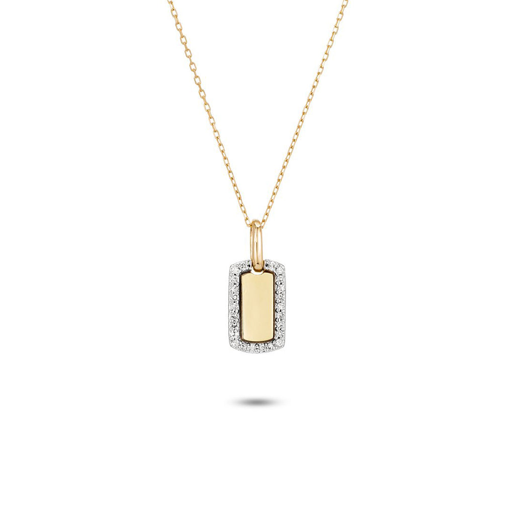 Tiny Pave Dog Tag - Gold